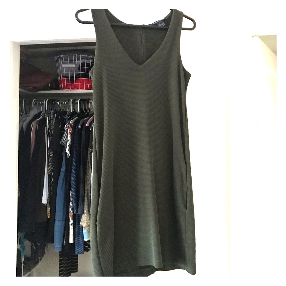 French Connection green/gray ribbed dress